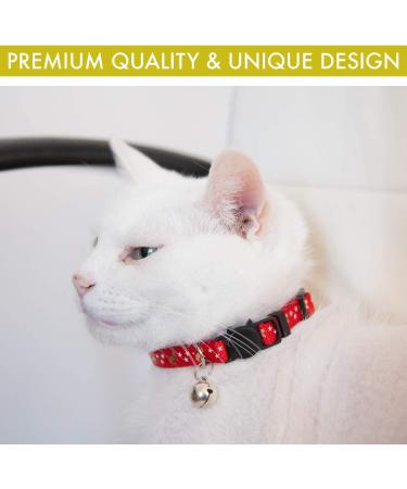 Cat Collar Stars & Moon 4-Pack - Reflective with Bell, Safe Nylon Breakaway Collars for Cats - Free Replacement - Black/Red/Blue/Purple - Buy Online on GoSupps.com
