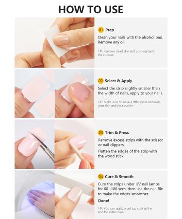 Buy Semi Cured Gel Nail Strips - 20 PCS White Tip Clear Base | UV Required Salon Quality Gel Nail Wraps Easy to Use - Buy Online on GoSupps.com