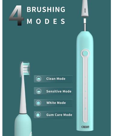 CRKIOB Electric Toothbrush for Adults - Ultrasonic Rechargeable Power Toothbrushes - 180 Days Use - Green (2 Brush Heads + Holder) - Buy Online on GoSupps.com