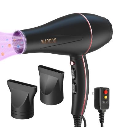 WADODO Ionic Hair Dryer, 2200W Professional Blow Dryer Fast Drying Travel Hair Dryer, AC Motor Constant Temperature Low Noise Ion Hair Dryers Curly Hair Care Hairdryer Blowdryer for Women Men Matte Black