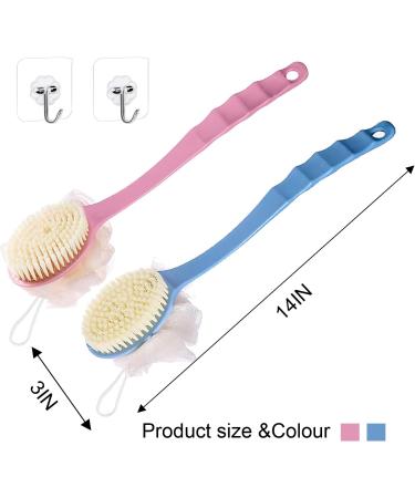 2 Pack Body Brush Back Scrubber Set - Long Handle Shower Bath Loofah Bristles Sponge for Men and Women - Wet/Dry Use (2PACK) - Buy Online on GoSupps.com