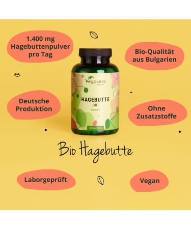 Organic Hip Capsules 1400mg | Vegan Rosehip Powder | EU Certified | Lab Tested | 180 Capsules - Vegavero  - Buy Online on GoSupps.com
