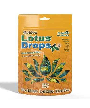 Golden Lotus Drops Original Herbal Formula | Soothing Honey Mint Lozenges 1-Pack (20 Count)