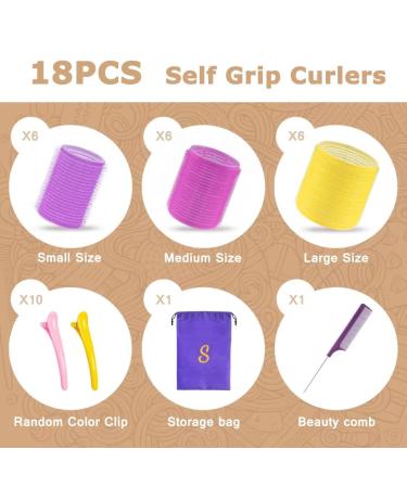 Self-Grip Hair Roller Set 18pcs | Heatless Hair Curlers for Long, Medium, Short Hair | Includes Roller Clips & Comb | Salon-Quality DIY Hair Styles | Sungenol 3 - Buy Online on GoSupps.com