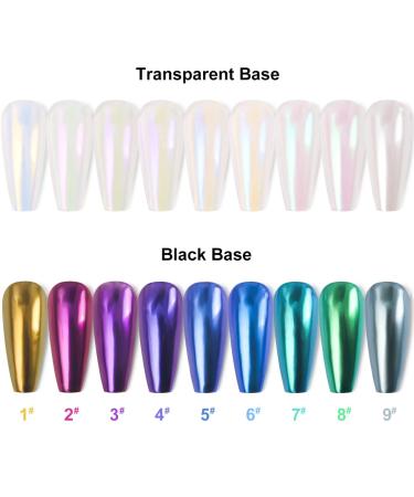 9-Piece Chrome Nail Powder Set - Rose Gold & Purple Reflecting Glitter with Eyeshadow Brushes | International Shipping - Buy Online on GoSupps.com