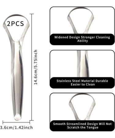 Stainless Steel Tongue Cleaner Set - 2 Pieces Tongue Scraper & Brush for Enhanced Oral Hygiene | Durable Easy-to-Use & Eco-Friendly - Buy Online on GoSupps.com
