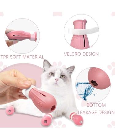 AAED Anti-Scratch Cat Boots - 4 Adjustable Pink Paw Covers for Pet Care Swimming & Grooming - Buy Online on GoSupps.com