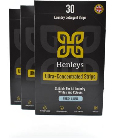 Henleys UK Laundry Detergent Strips - Fresh Linen Scent - Eco-Friendly & Ultra-Concentrated | 30 Loads - Buy Online on GoSupps.com