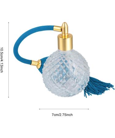 Housoutil Vintage Perfume Bottle 3.4oz - Refillable Glass Spray Bottle with Long Tassel for Home Decor & Cocktails - Elegant Blue Design - Buy Online on GoSupps.com