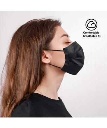 NU R 10pcs 3 Ply Disposable Face Mask Mask with Filter Layer and Elastic Earloop Retail Sealed bags Black - Buy Online on GoSupps.com
