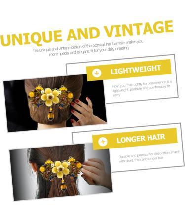 Angoily Hairpin Spring Ponytail Clip Barrettes for Women Hair Jewels for Women Metal Flower Barrettes French Hair Pin Hair Clip Spring Hair Barrette Vintage Alloy Headgear Miss - Buy Online on GoSupps.com