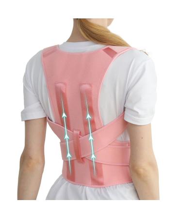 Posture Corrector for Women and Men, Adjustable Breathable Back Straightener, Upper Back Brace for Clavicle Support and Providing Pain Relief from Neck, Back & Shoulder Pink M Pink Medium