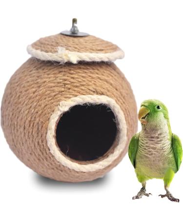 Birdhouse Parakeet Nest Coconut Shell Rope Weave Bird Breeding Nest for Budgie Parakeet Conure Canary Lovebird - Buy Online on GoSupps.com