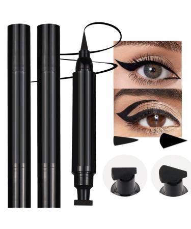 evpct Black Winged Wing Eyeliners Stamps Stencil Wingliner 2Pcs Set Eye Liners for Women Big & Small Perfect Wing Cat Eye Stencil Eyeliner Stamp for All Eye Shapes delineador de ojos contra el agua 2 Count (Pack of 1) Black Big & Black Small