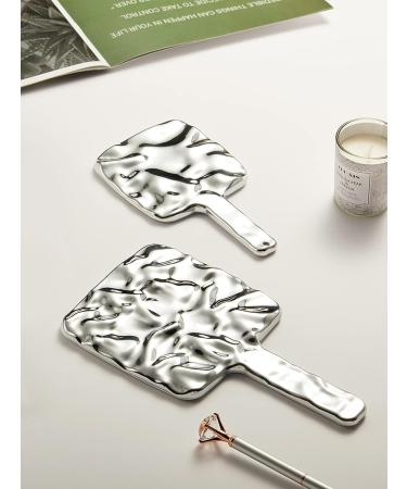 MirrorNova Water Ripples Handheld Mirror with Handle - Silver Square Medium | Perfect for Makeup - Buy Online on GoSupps.com