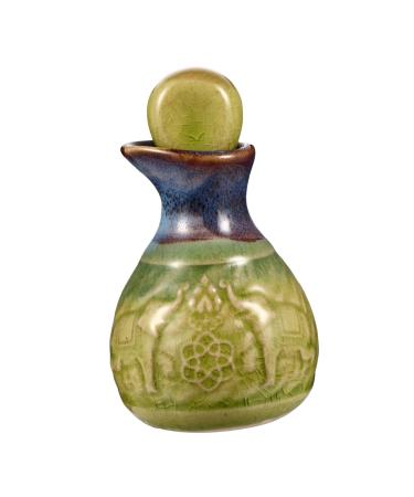 DOITOOL 1 Set Aromatherapy Bottle Condiment Container Ceramic Bottle Porcelain Vinegar Pot Diffuser Essential Oil Bottle with Stopper Liquid Containers Art Lotion Ornaments Ceramics Mini 9.5X5.5cm Green