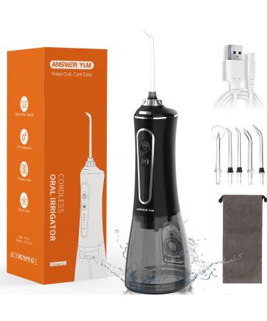 Oral Irrigator Test Winner 2024 Oral Irrigator 300ML Oral Irrigator Cordless IPX7 Water Flosser Home & Travel for Braces and Bridge New Black