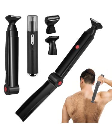 ZOMU Ultimate PRO Back Shavers for Men Body Shaver with Adjustable Extreme Reach Handle Body Groomers Men's Electric Back Shaver with Nose Hair Trimmer Set and 2 Shock Absorber Flex Heads