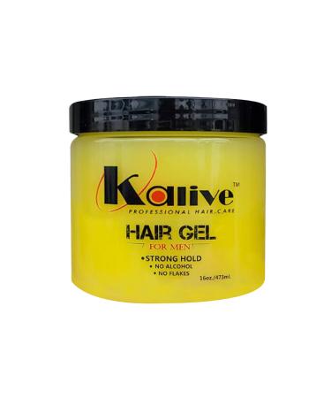 KALIVE Men's Hair Styling Gel 16 oz  Strong-Hold and Light Shine all day  Mens Hair Product fresh scent No Flaking or Alcohol.