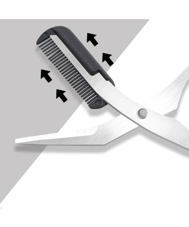 Precision Eyebrow Trimmer Scissors with Comb - Professional Hair Remover and Beauty Tool for Men and Women (Black) - Buy Online on GoSupps.com