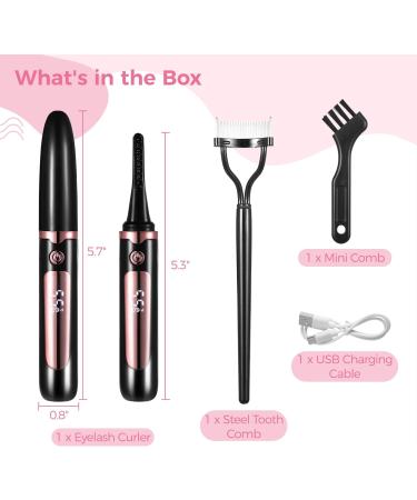 Heated Eyelash Curler with Combs - Anti-Burn Electric Curler 4 Temp Settings & 30S Fast Heat-Up | USB Rechargeable Makeup Tool for Long-Lasting Curls - Buy Online on GoSupps.com