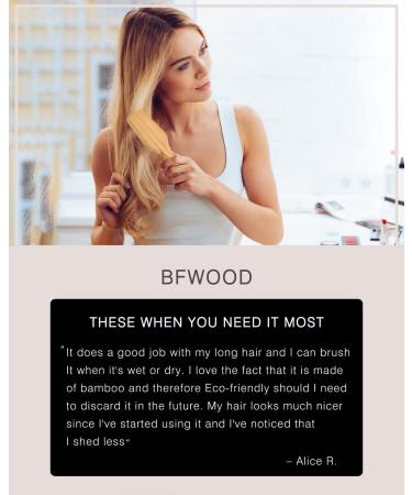 BFWood Bamboo Paddle Hairbrush with Bamboo Bristles - Scalp Massaging Pin Bristle - Buy Online on GoSupps.com