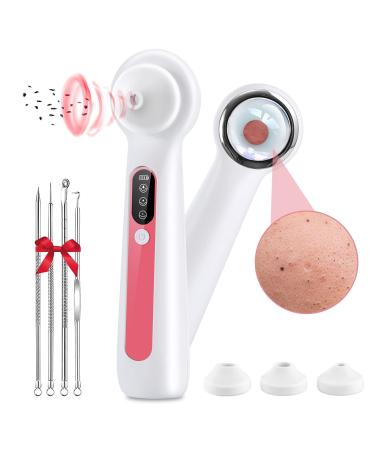 Blackhead Remover Vacuum Upgraded Visible Facial Pore Cleaner with Magnifier & LED Filling Light 3 Removable Suction Nozzles & 4 Acne Comedone Pimple Extractor Tools & USB Charging Cable Included