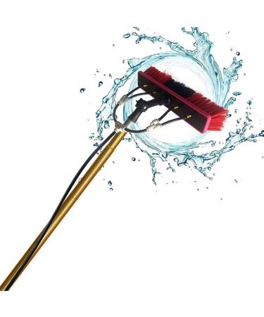 Telesextension Poles for Cleaning Windows Adjustable Length Water Fed Pole Kit Window Cleaning Brush with 4-Hole Water Fed Brush (18ft)