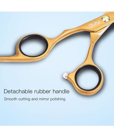 Professional Hair Thinning Scissors 6.5 - Japanese Stainless Steel Barber Shears with Detachable Finger Ring - Gold - Buy Online on GoSupps.com