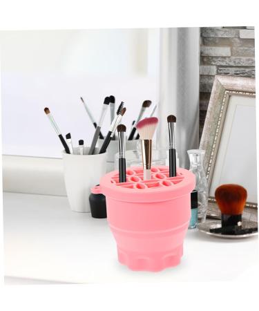 FOMIYES Retractable Silicone Scrub Cup - Multifunction Makeup Brush Cleaner Tool | Drying Rack & Cleaning Bowl | Pink | 9.20x9.20x8.60CM - International Shipping Available - Buy Online on GoSupps.com