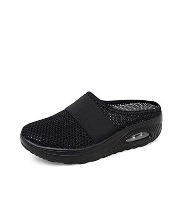 Rsaveld Air Cushion Slip-On Walking Shoes Orthopedic Diabetic Walking Shoes for Diabetic Swollen Feet (Black 10)