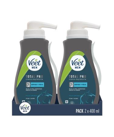 Veet Veet Men 2-Pack Male Hair Removal Creams for Chest Back Arms and Legs Sensitive Skin Grey 400ml