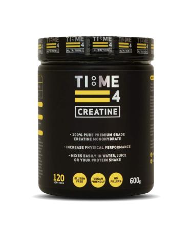 Time 4 Creatine Powder 600g - 120 x 5g Servings - Micronised Creatine Monohydrate Powder Unflavoured 100% Pure Premium Grade Creatine Monohydrate Easy To Mix Vegan Friendly Gluten Free No Fillers