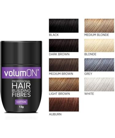 Volumon Professional Hair Building Fibres- Hair Loss Concealer- COTTON- 12g- Get Upto 30 Uses- CHOOSE FROM 8 HAIR SHADES COLOURS (Black) - Buy Online on GoSupps.com