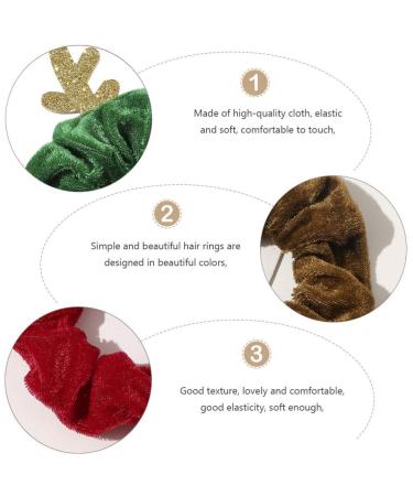 Pretyzoom 3PCs Christmas Hair Bands - Reindeer Anti-Elastic Scrunchies for Women | Festive Hair Accessories in Red Green & Coffee - Buy Online on GoSupps.com