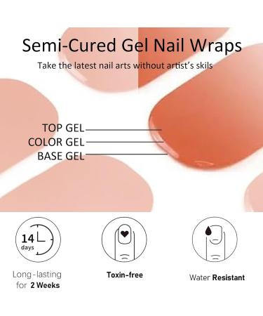 Semi Cured Gel Nails Strips 16 Stickers Nail Wraps Long Lasting Gel Nail Stickers with Soft Glossy Gel Finish Salon-Quality Gel Nail Strips for Nails French Tip Manicure UV/LED Lamp Required - Buy Online on GoSupps.com