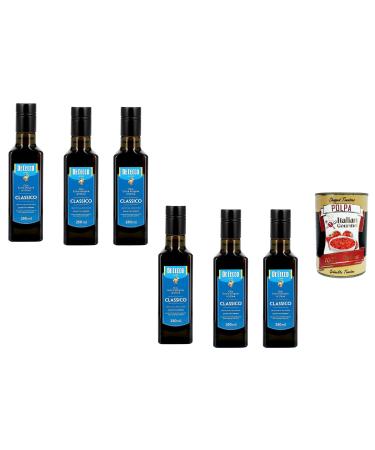 Italian Gourmet E.R. De Cecco Extra Vergine Classico Cold-Extracted Italian Virgin Olive Oil Aromatic for Kitchen and Salads + Italian Gourmet Polpa 6 x 250 ml