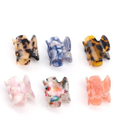 6 PCS Small Tortoise Claw Clips for Women - Mini Leopard Print Acrylic Hair Claws - Non-Slip Strong Hold French Design Jaw Clips - Buy Online on GoSupps.com