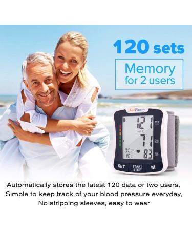 LotFancy Talking Wrist Blood Pressure Monitor | 2 User, 120 Reading Memory, Large LCD Display - Buy Online on GoSupps.com