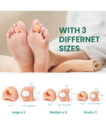 Welnove Toe Separator for Overlapping Toes - Bunion Relief & Hammer Toe Corrector - 3 Sizes 6 Pack - Prevent Rubbing & Relieve Pressure - Beige - Buy Online on GoSupps.com