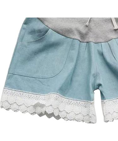 Maternity Denim Shorts - Elastic & Breathable for Summer - M Lace Light Blue - Pregnant Women - Buy Online on GoSupps.com