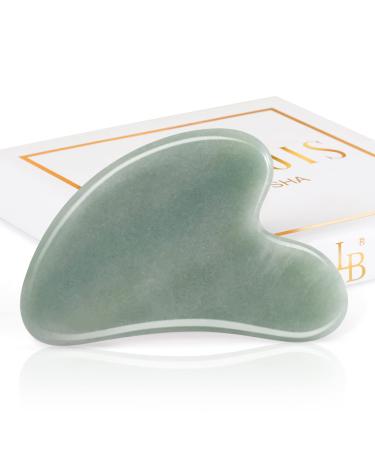 Gua Sha Guasha Facial Tools - Guasha Tool for Face Gua Sha Jade Stone Larbois Gua Sha Scraping Massage Tool for Face and Body SPA Acupuncture Therapy Relieve Muscle Tension Reduce Puffiness (Green)