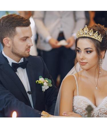 AOPRIE King & Queen Artemis Tiara and Crown | Crystal Hair Accessories for Wedding, Prom, Bridal, Birthday, Halloween & Christmas - Gold Princess Tiara for Women, Men, Girls & Boys - Buy Online on GoSupps.com