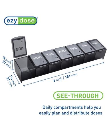 Ezy Dose Weekly Pill Organizer & Vitamin Case - 7-Day Medicine Box with Medium Compartments, Black - Made in USA - Buy Online on GoSupps.com