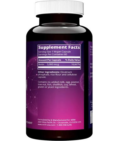MRM Biotin 60 Vegan Capsules - Boost Hair, Skin & Nail Health - Buy Online on GoSupps.com