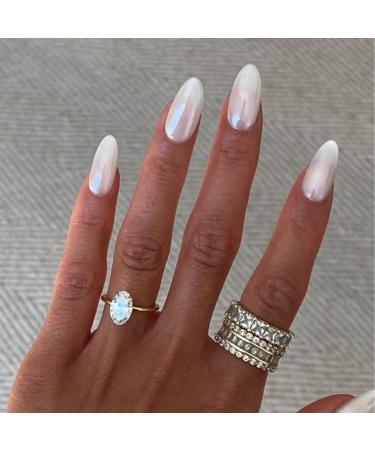 Canvalite Press on Nails Almond White Chrome Nails Press on Glossy Gel Press on Nails Medium  Polish-Free Reusable Glue On Nails in 12 Sizes 24PCS with Adhesive Tabs Chrome White - Buy Online on GoSupps.com