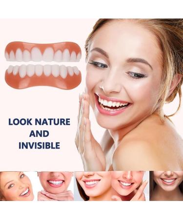 Brigtviee 2 Pieces Whitening Veneers Dentures ClipIn Veneers for Men and Women Comfortable Upper and Lower Dentures Confident Smile with Click Veneers - Buy Online on GoSupps.com