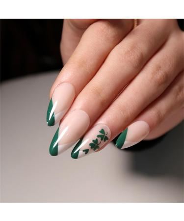 FEIlei Almond Press on Nails Clovers Acrylic Fake-Nails-St. Patrick's-Day False Nails B - Buy Online on GoSupps.com