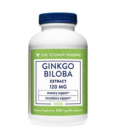 The Vitamin Shoppe Ginkgo Biloba 120 MG - Memory Support Mental Clarity & Circulation Standardized Extract (240 Vegetable Capsules)