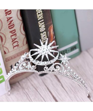 FRCOLOR Rhinestone Star Moon Tiara Crown for Women Girls - Silver Wedding Brides Jewelry Headwear - Buy Online on GoSupps.com